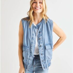 Splendid Denim Vest with Snap Front